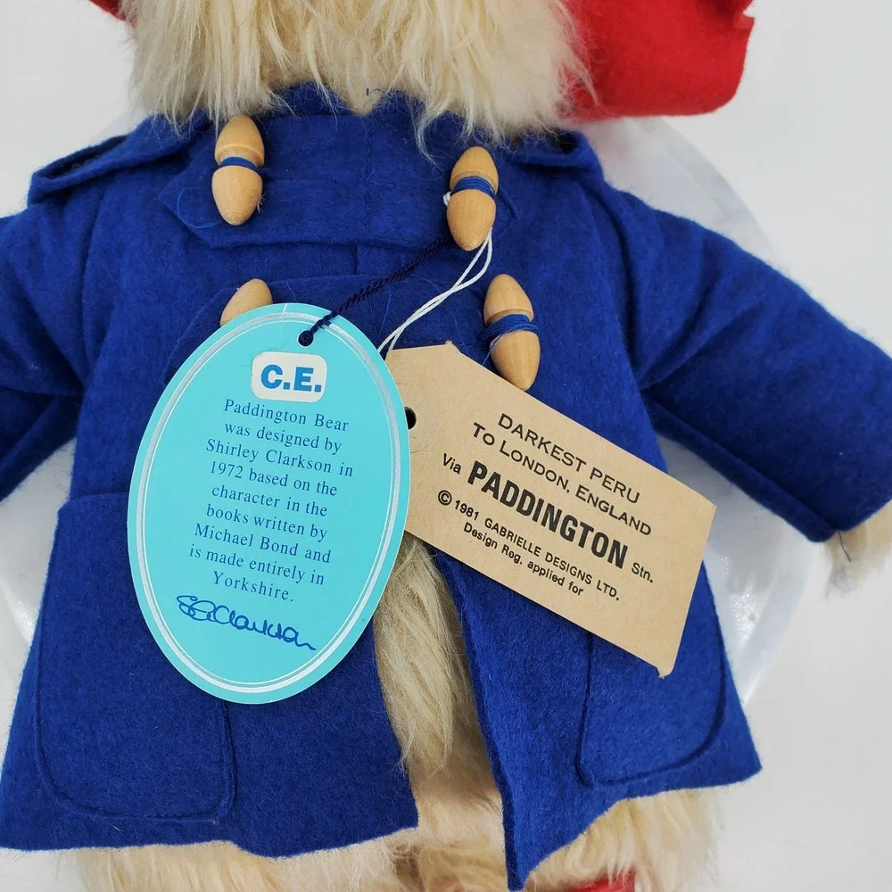 Vintage Gabrielle Designs Paddington Bear 1981 Made in England Blue Coat Red Hat